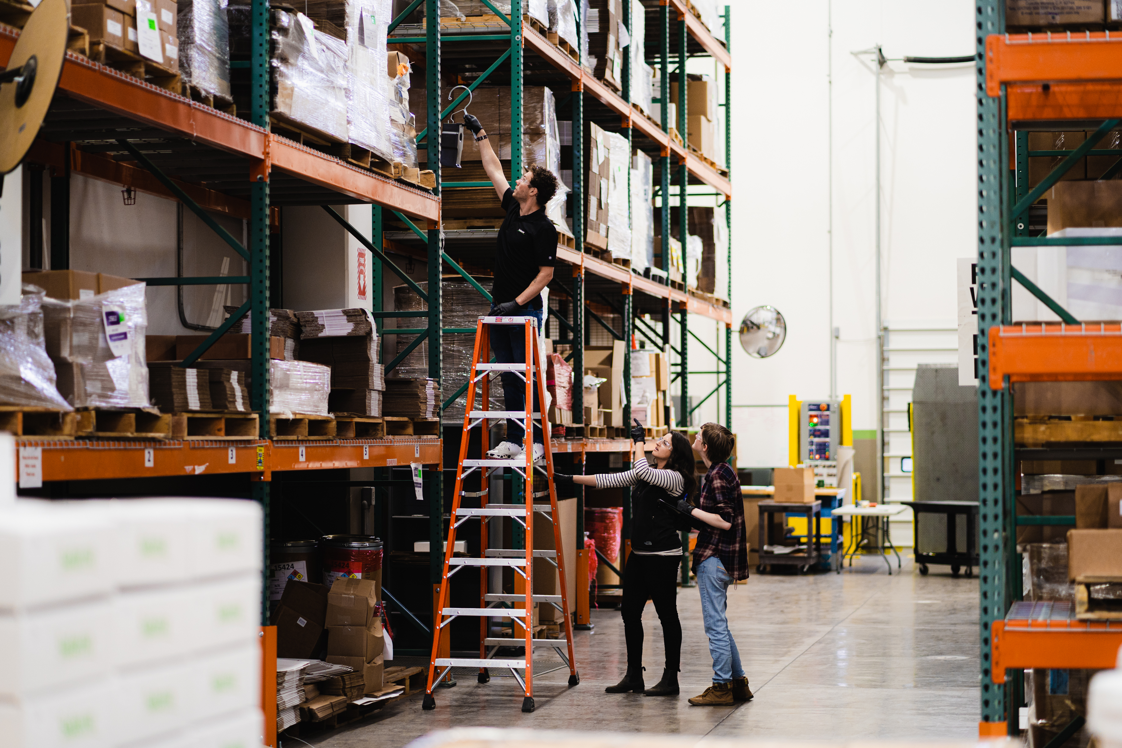 Mating disruption for indian meal moth is being deployed in a warehouse.